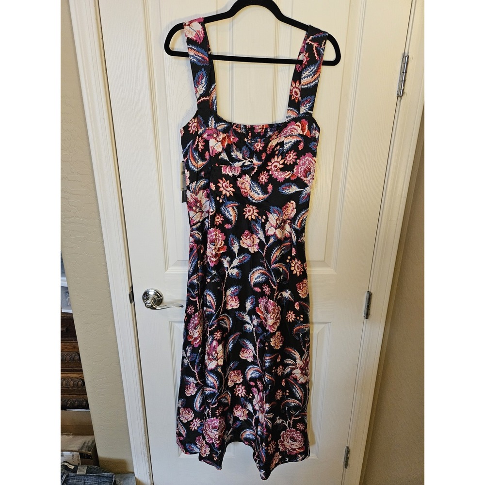NWT Maeve by Anthro. Jocelyn Sleeveless Floral Side Zip Slip Midi Dress, Sz. LG
